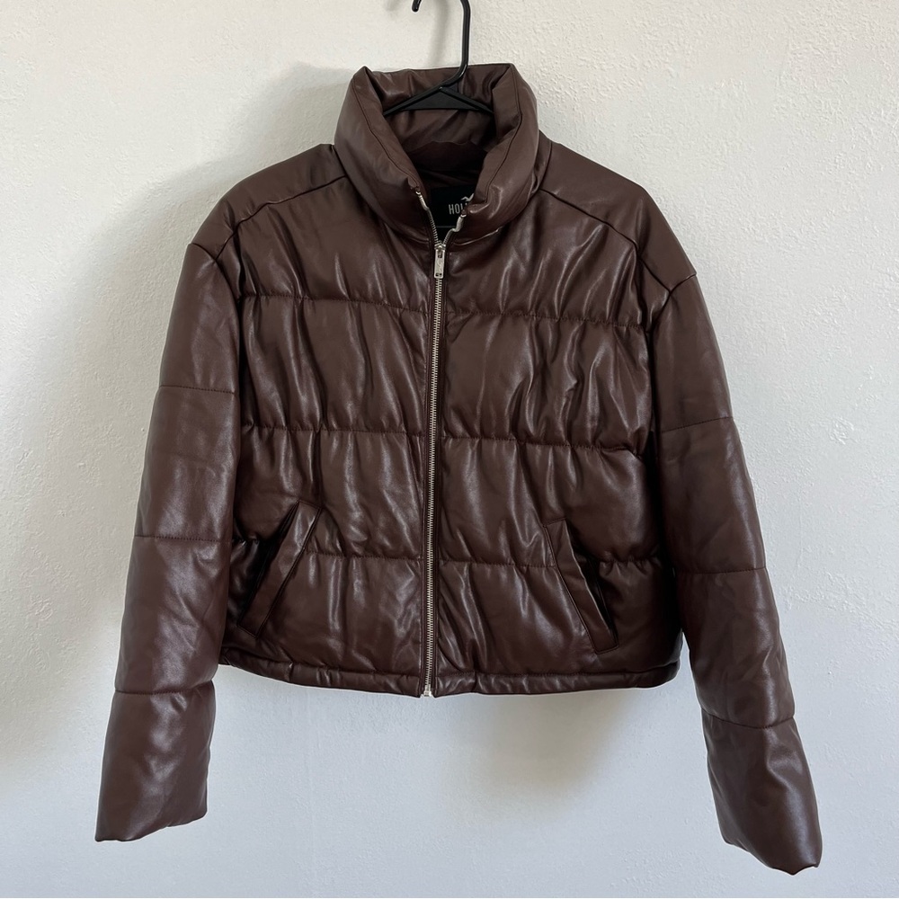 Hollister Dark Brown Quilted Puffer Jacket Size Small